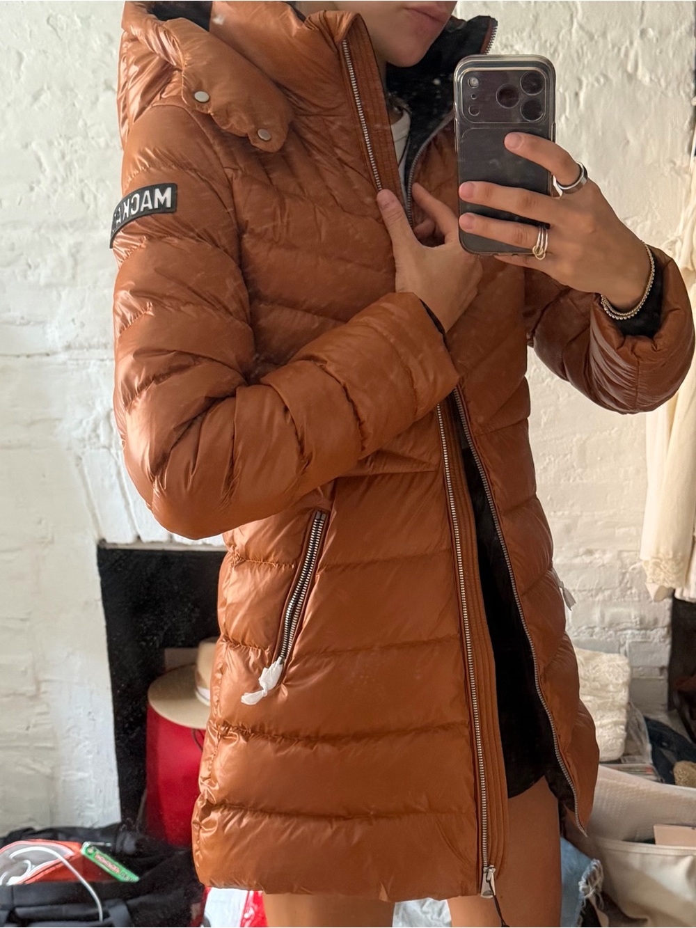 Mackage Long Quilted Puffer Coat in Cognac - kids 14 fits like women’s S